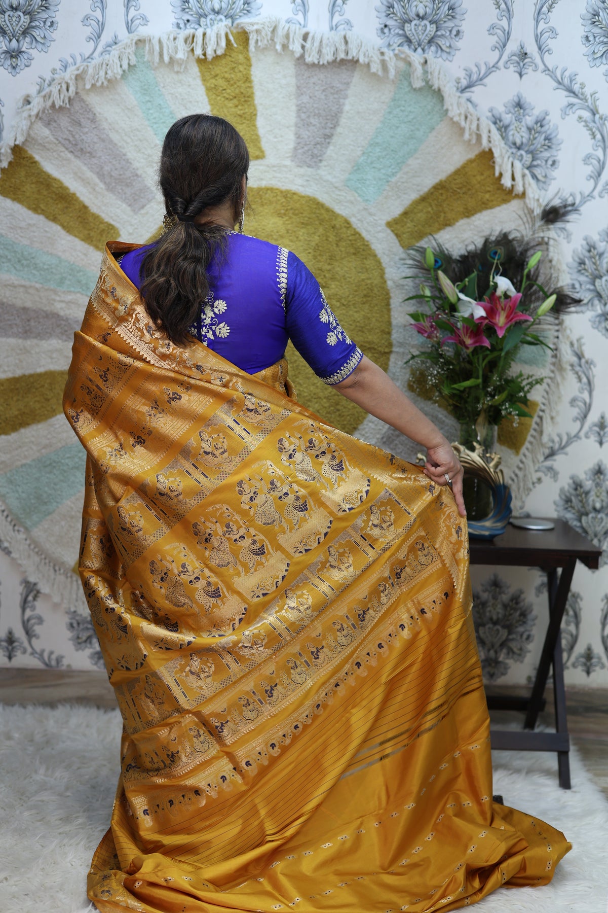 Mustard Yellow Swarnachari Silk Saree - photo 4