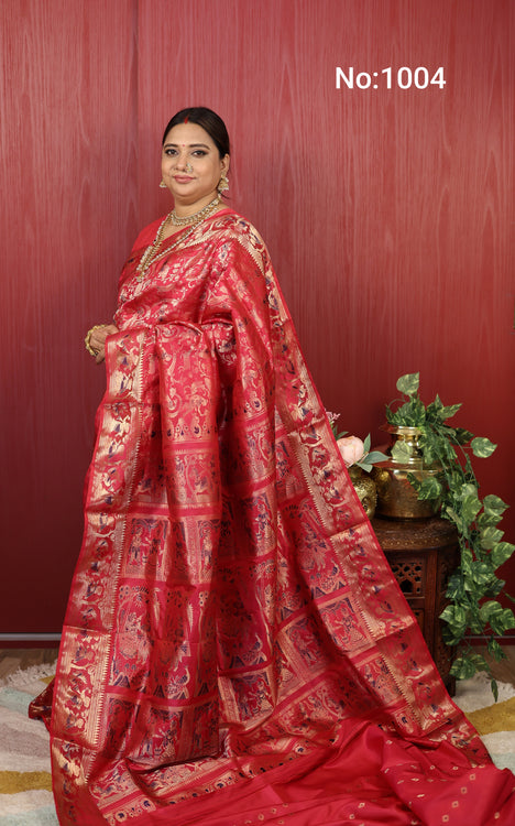 Hot Pink Swarnachari Silk Saree - photo 1