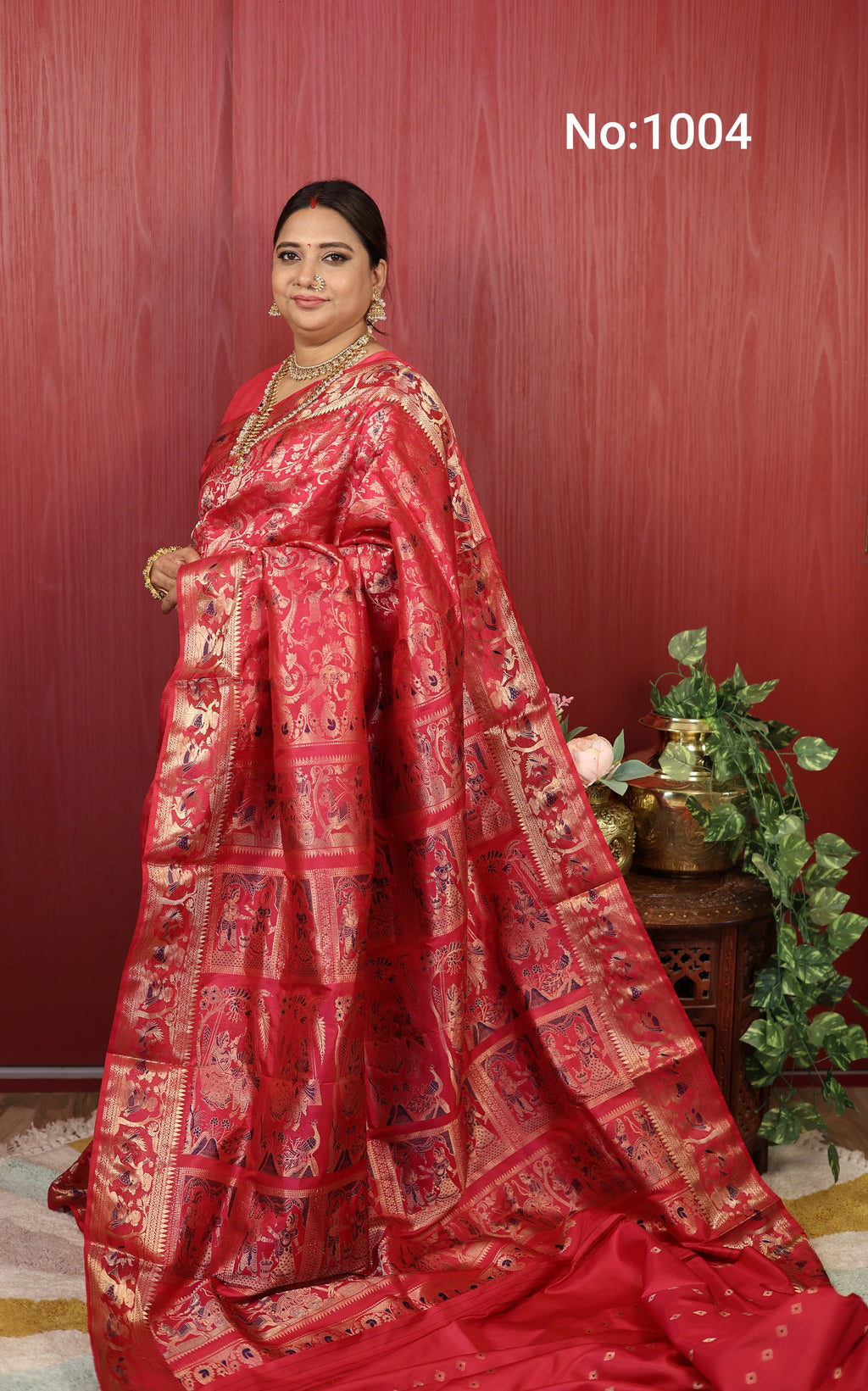 Hot Pink Swarnachari Silk Saree - photo 1
