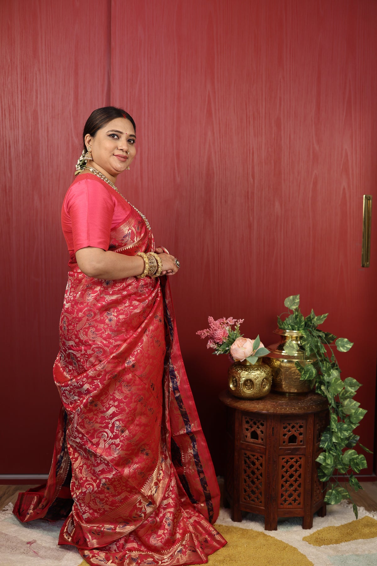 Hot Pink Swarnachari Silk Saree - photo 2