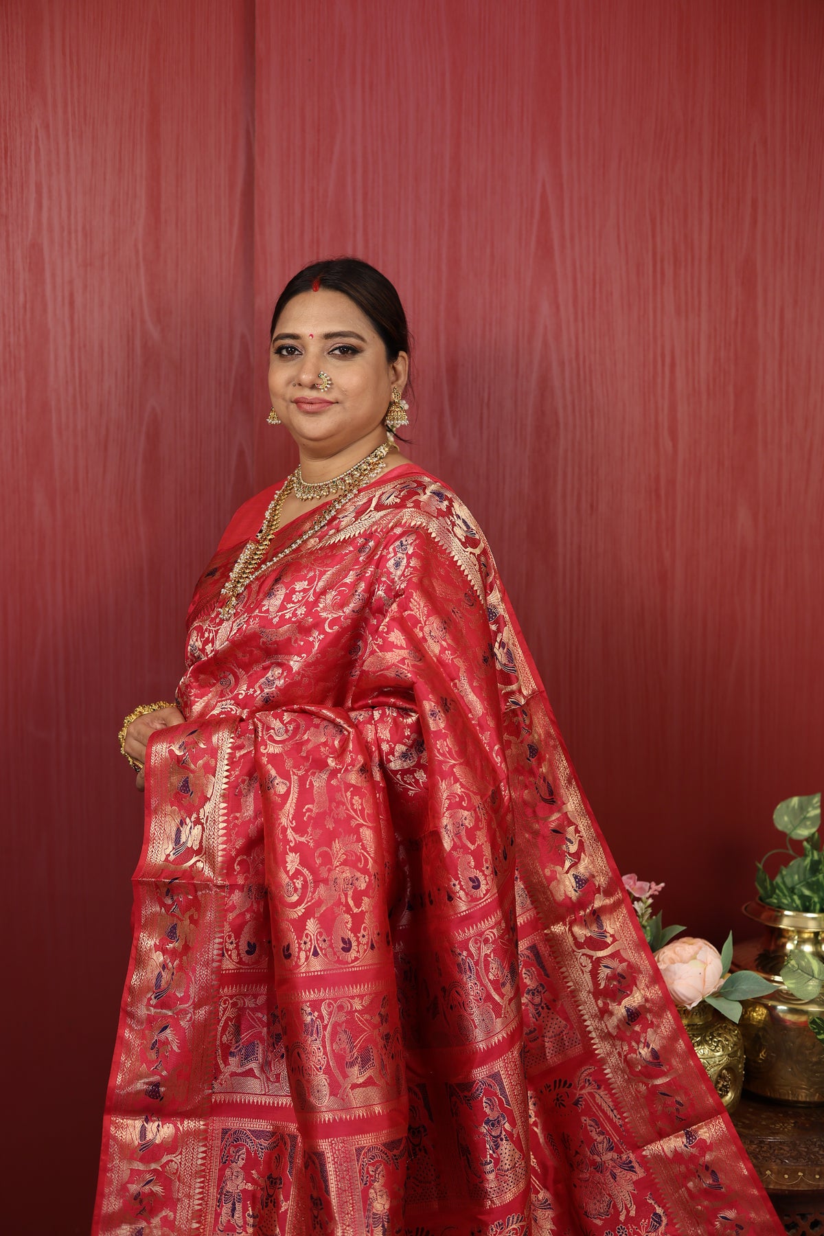 Hot Pink Swarnachari Silk Saree - photo 3