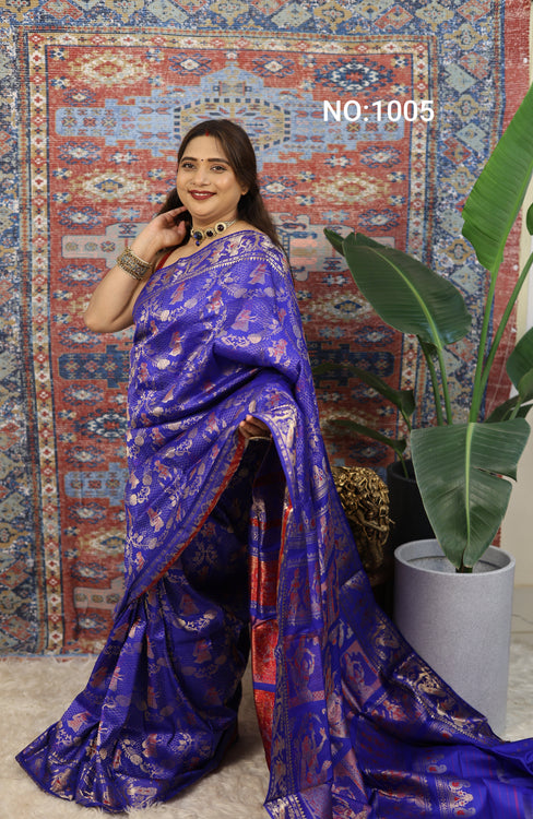 Royal Blue Swarnachari Silk Saree - photo 1