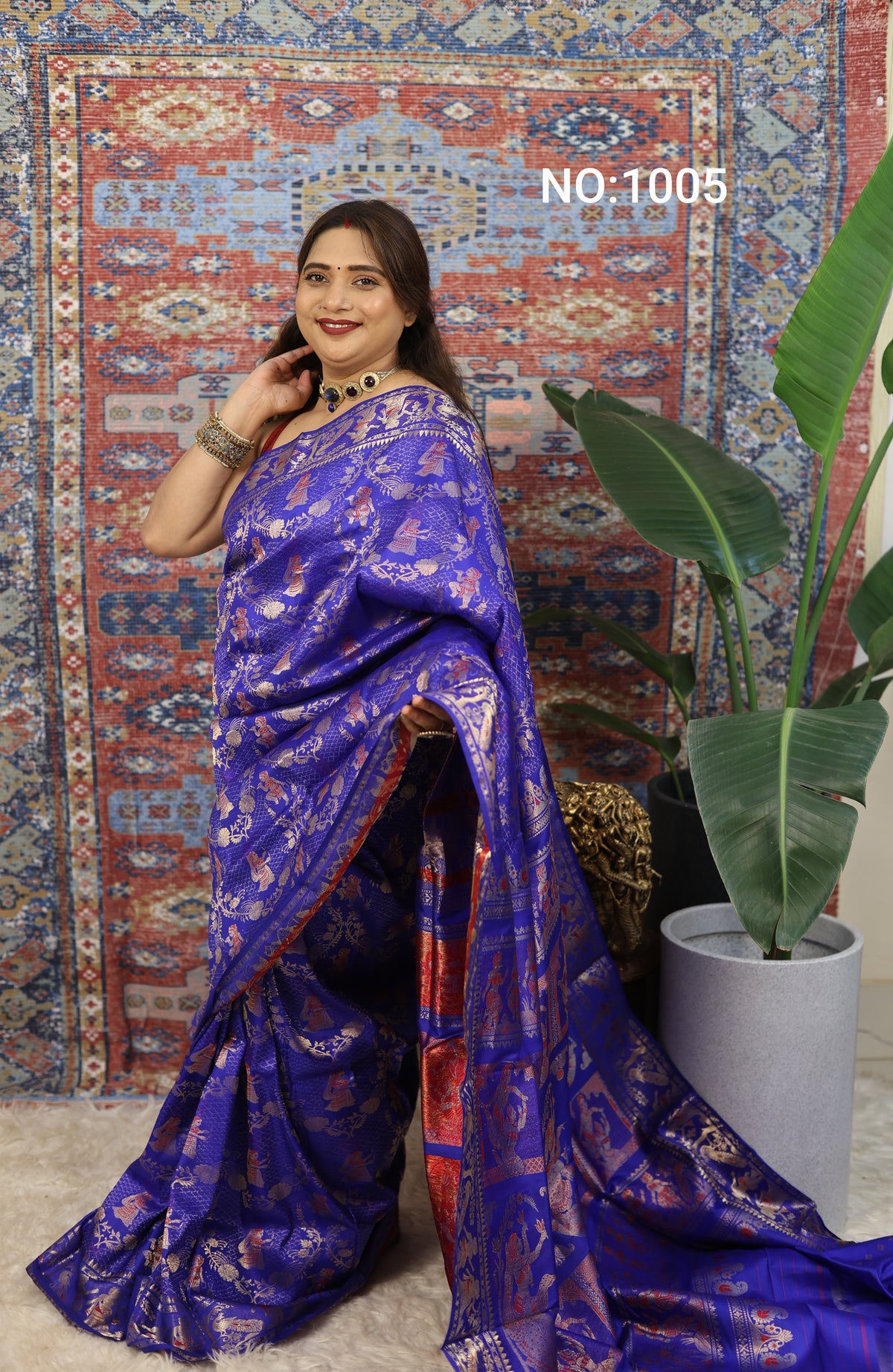 Royal Blue Swarnachari Silk Saree - photo 1