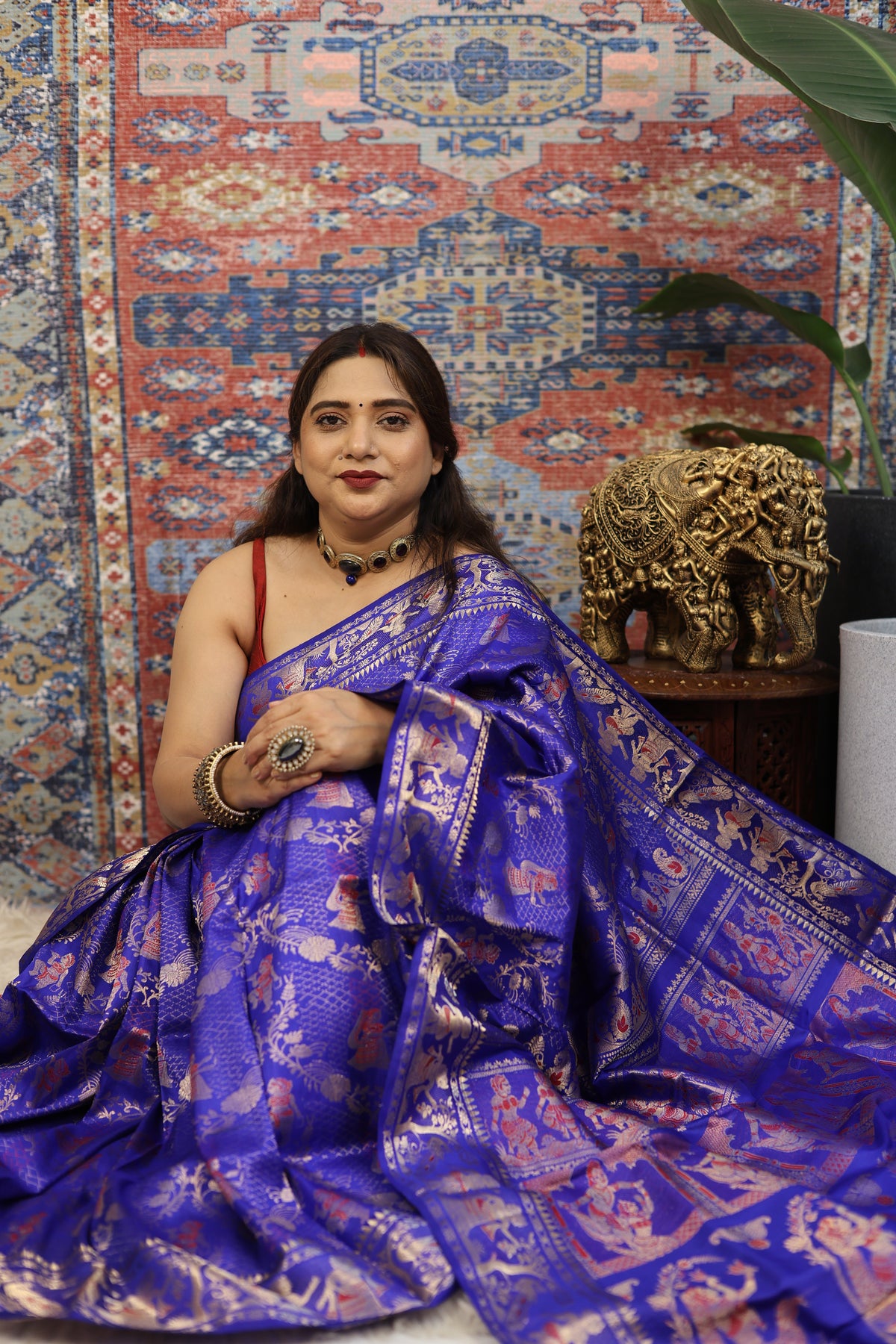 Royal Blue Swarnachari Silk Saree - photo 2