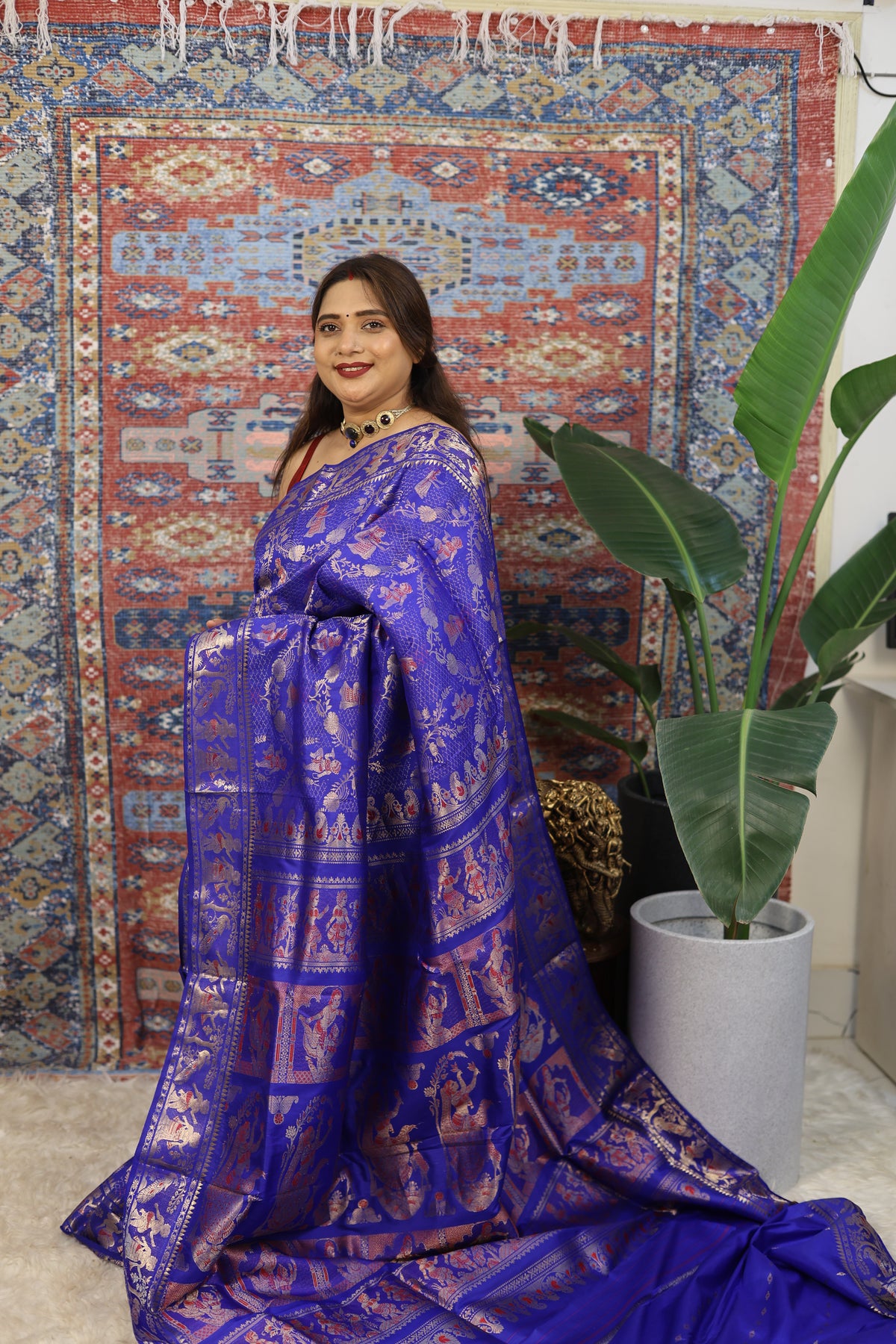 Royal Blue Swarnachari Silk Saree - photo 3