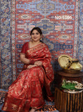 Deep Red Swarnachari Silk Saree - photo 1