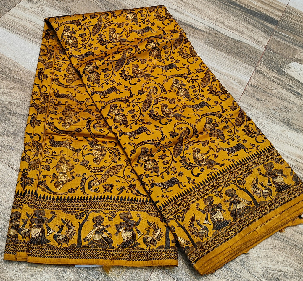Golden Mustard Baluchari Silk Saree - photo 5