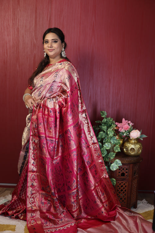 Dusty Rose Swarnachari Silk Saree - photo 2
