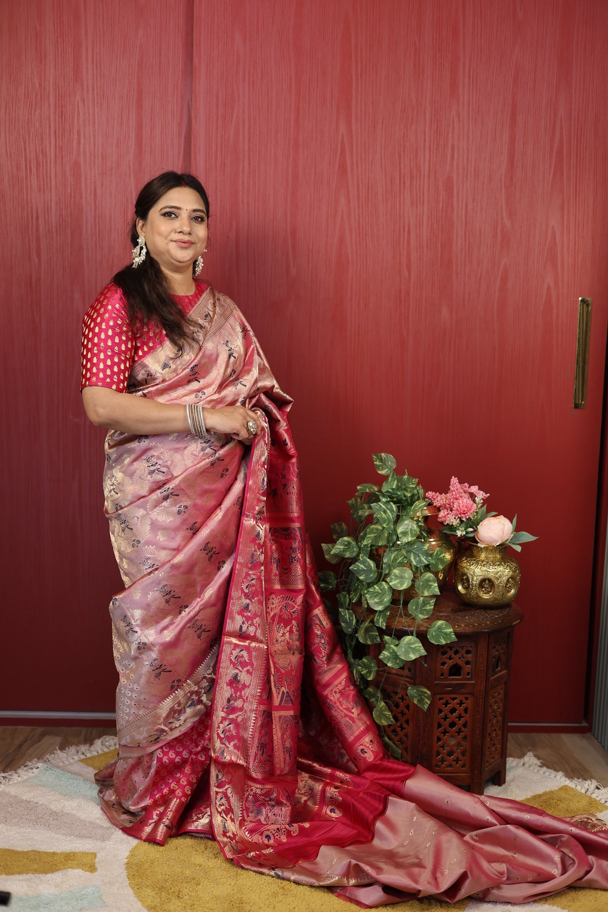 Dusty Rose Swarnachari Silk Saree - photo 3