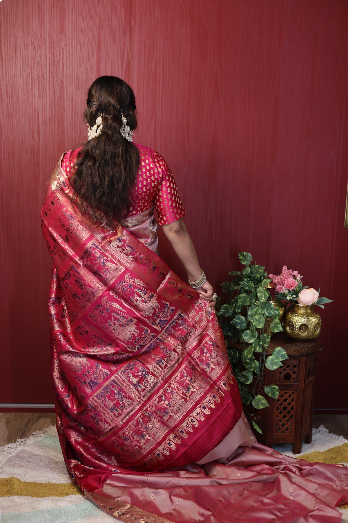 Dusty Rose Swarnachari Silk Saree - photo 4