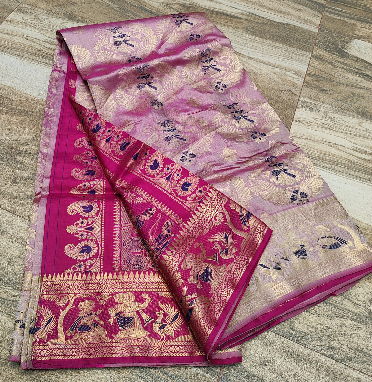 Dusty Rose Swarnachari Silk Saree - photo 5