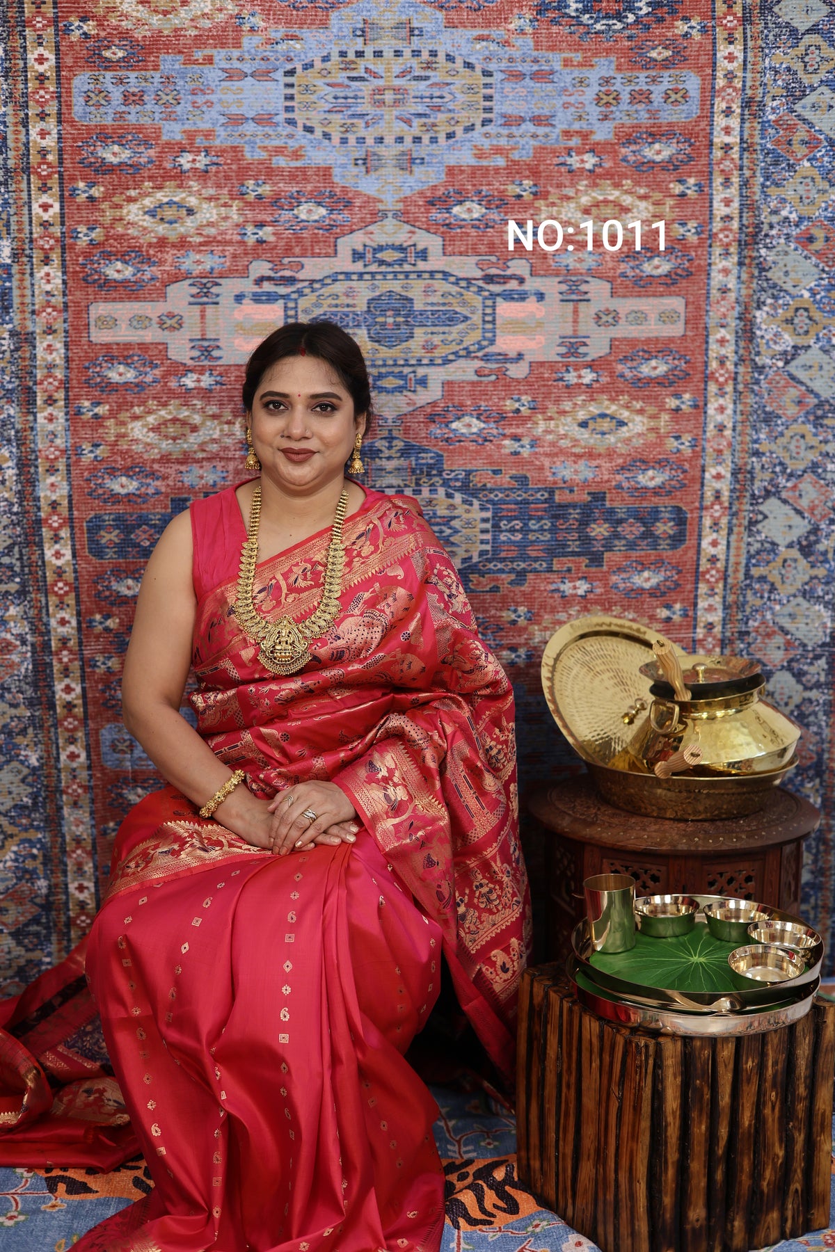 Hot Pink Swarnachari Silk Saree - photo 1