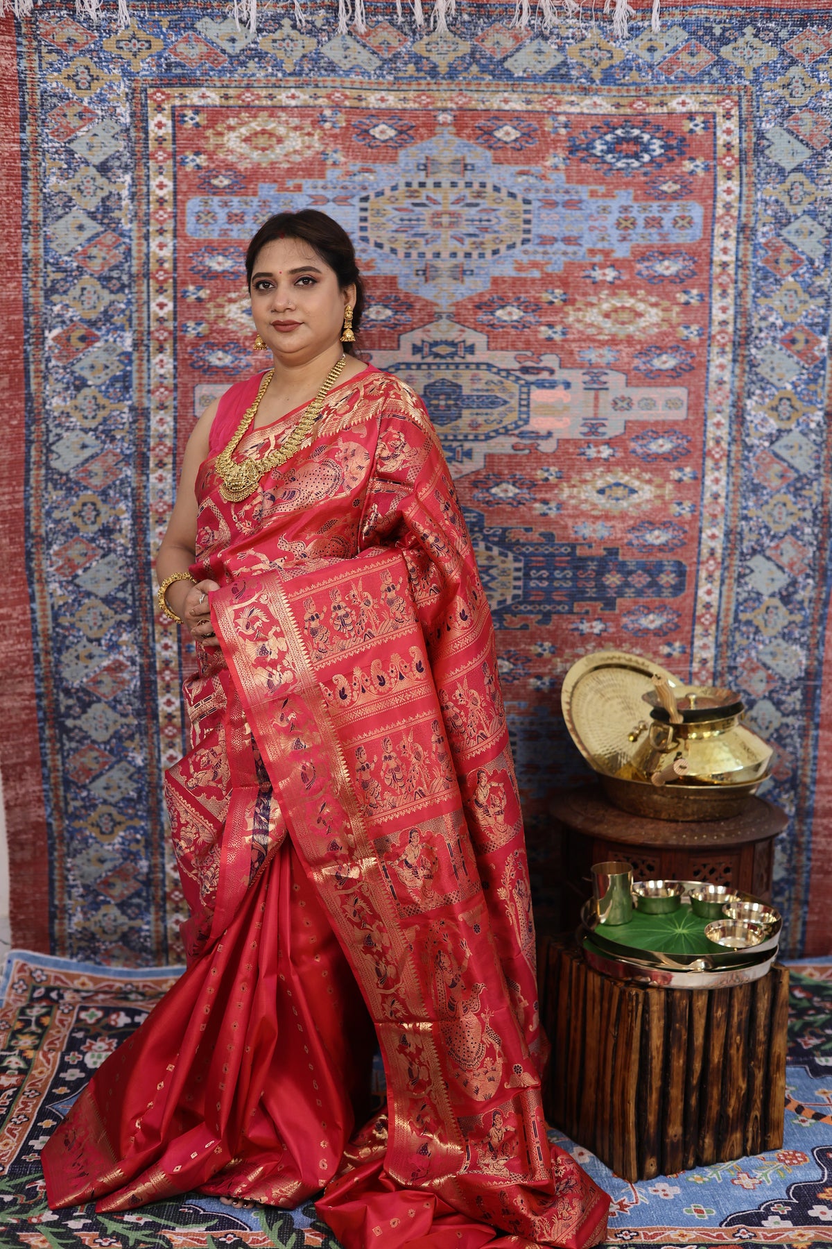 Hot Pink Swarnachari Silk Saree - photo 3