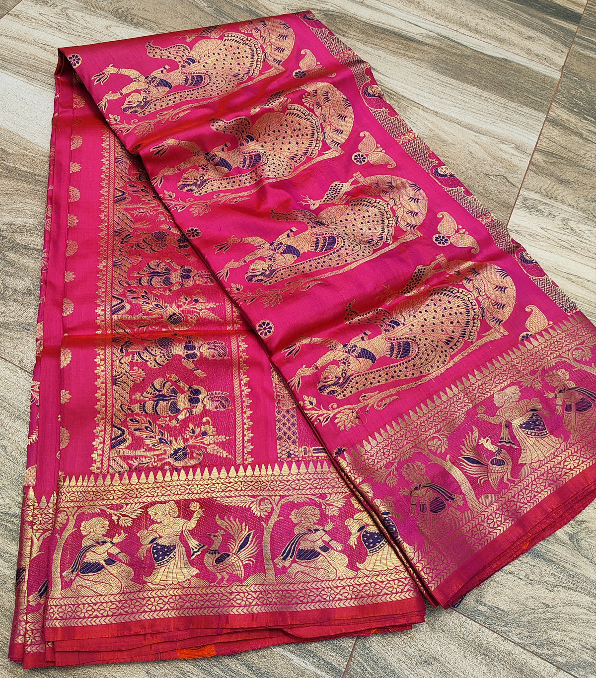 Hot Pink Swarnachari Silk Saree - photo 5