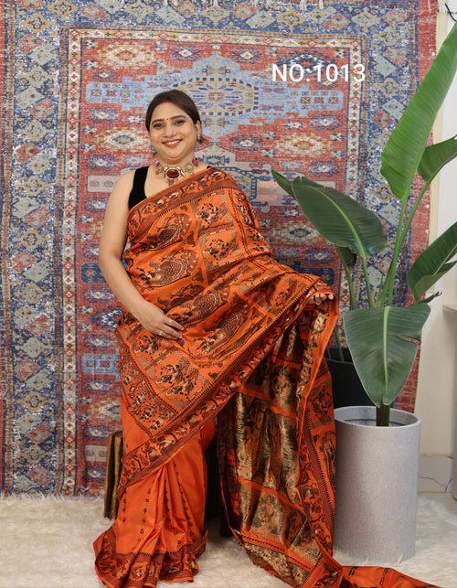 Burnt Orange Baluchari Silk Saree - photo 1