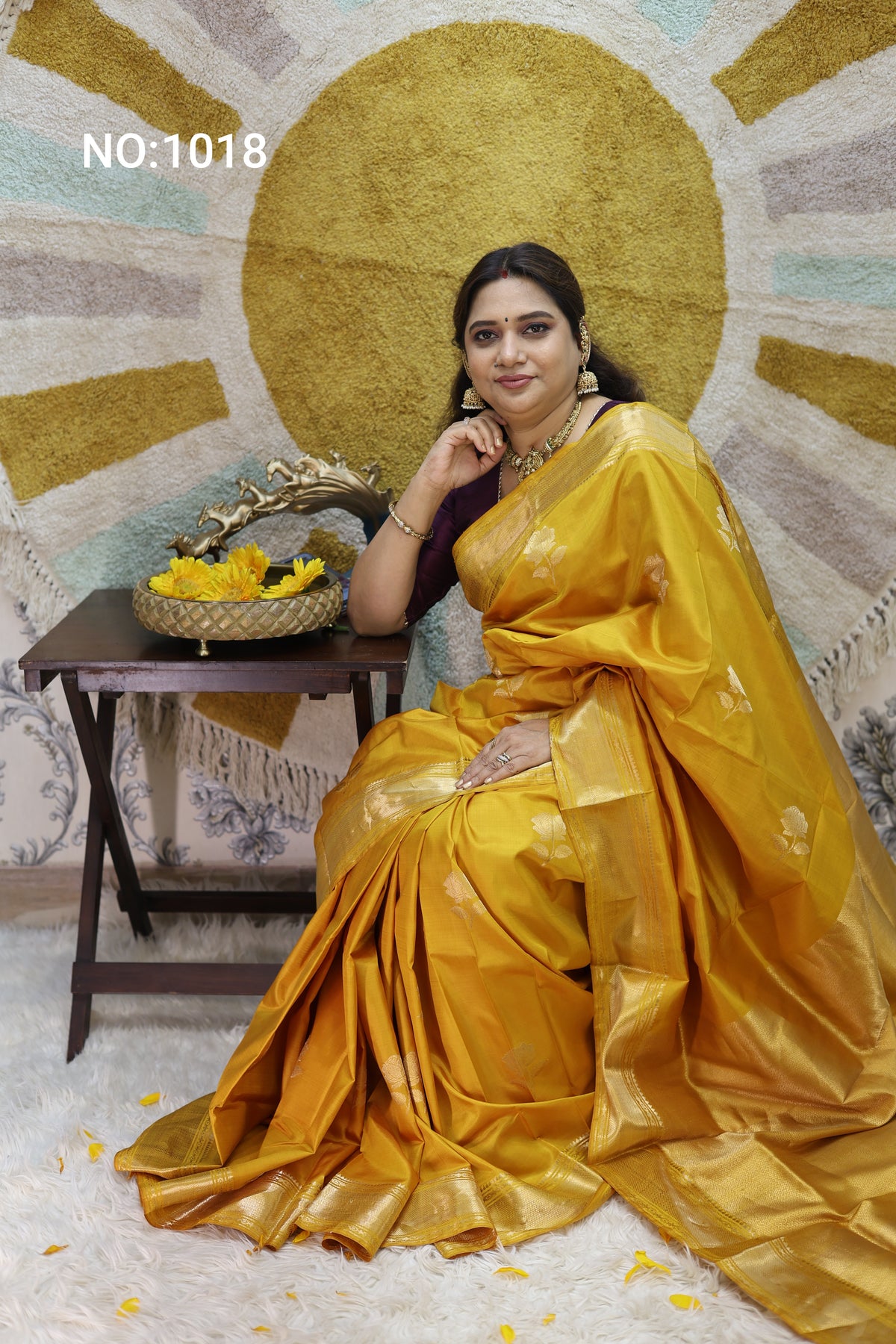 Mustard Yellow Swarnabalu Silk Saree - photo 1
