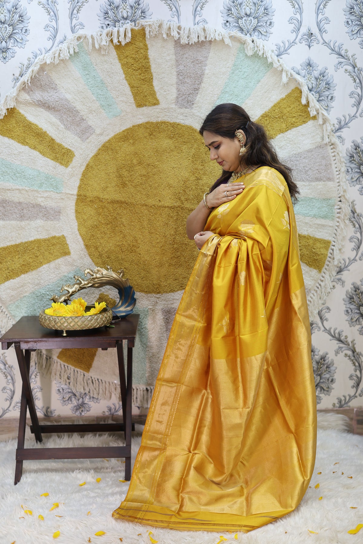 Mustard Yellow Swarnabalu Silk Saree - photo 2
