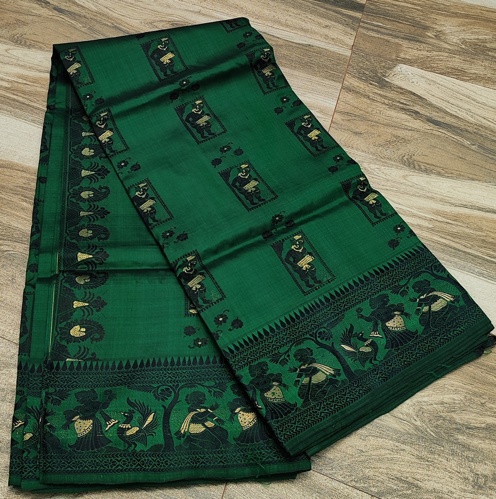 Bottle Green Baluchari Silk Saree - photo 5