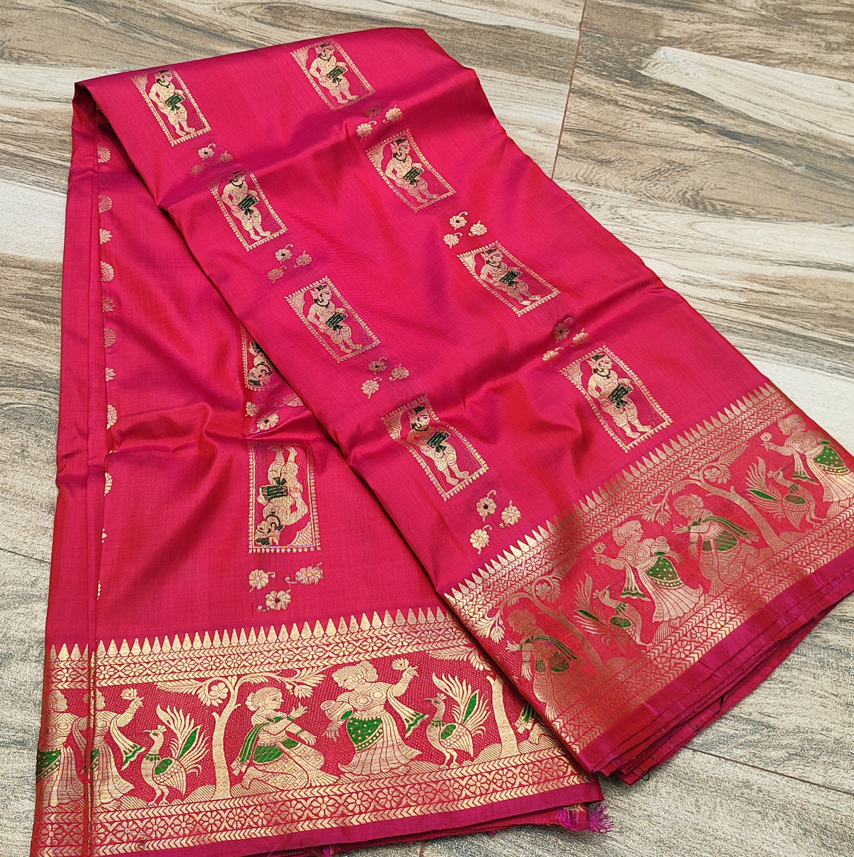 Rani Pink Baluchari Silk Saree - photo 5