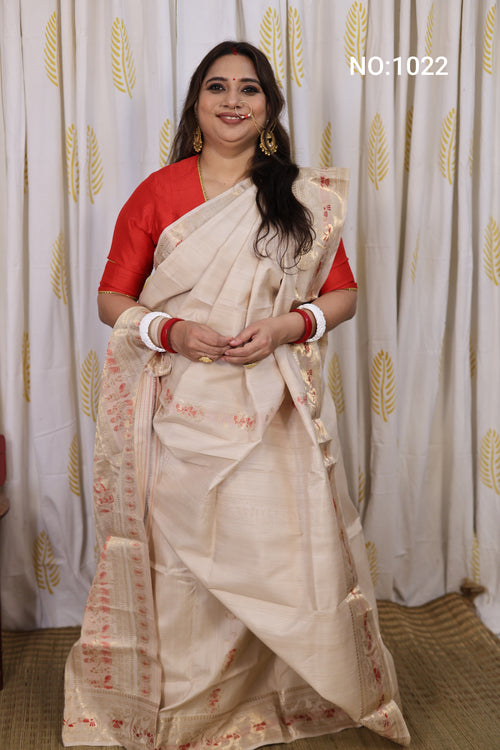 Off White Swarnachari Silk Saree - photo 1