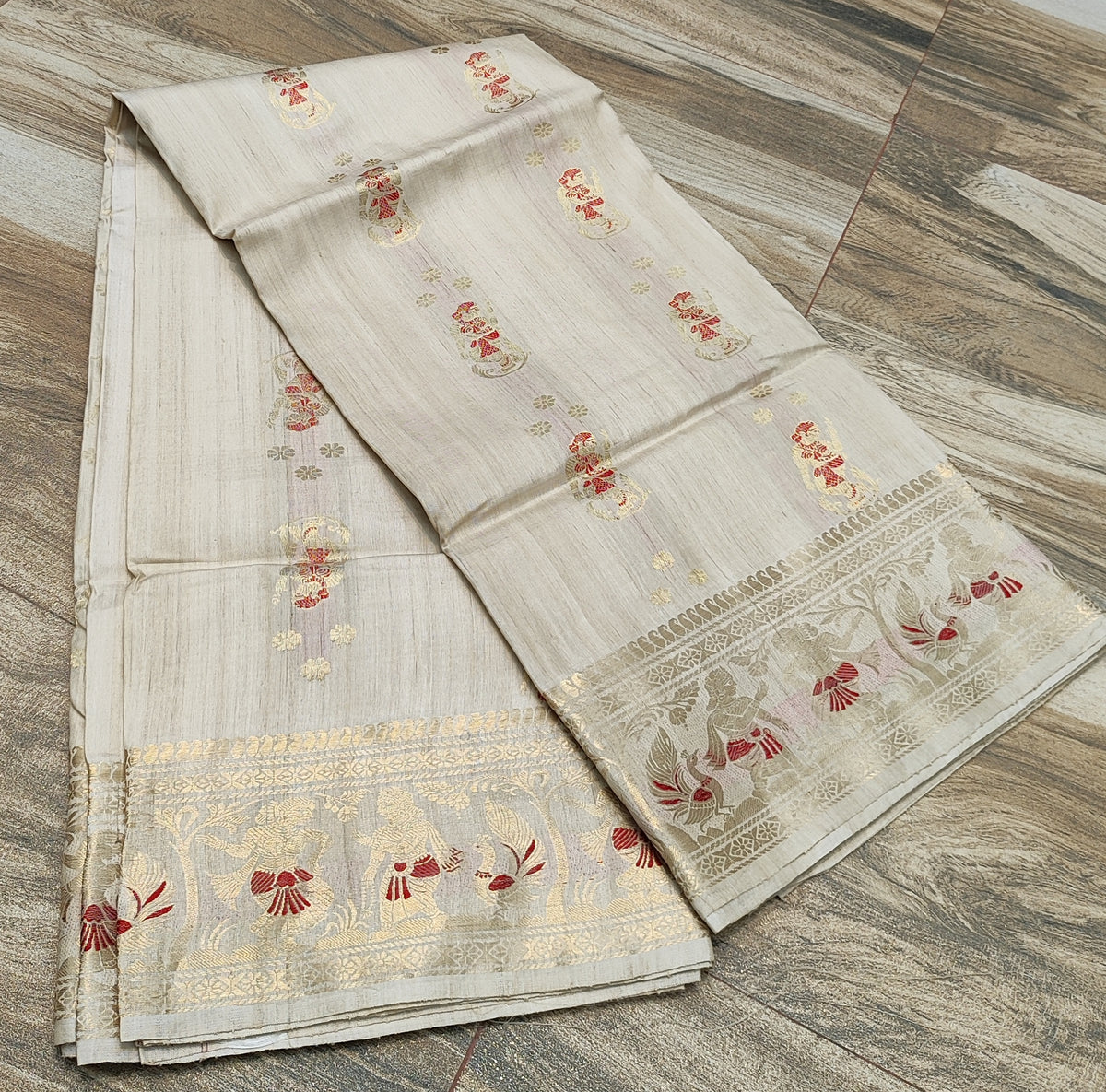 Off White Swarnachari Silk Saree - photo 5