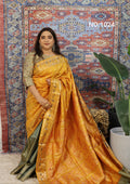 Mustard Yellow Swarnachari Silk Saree - photo 1