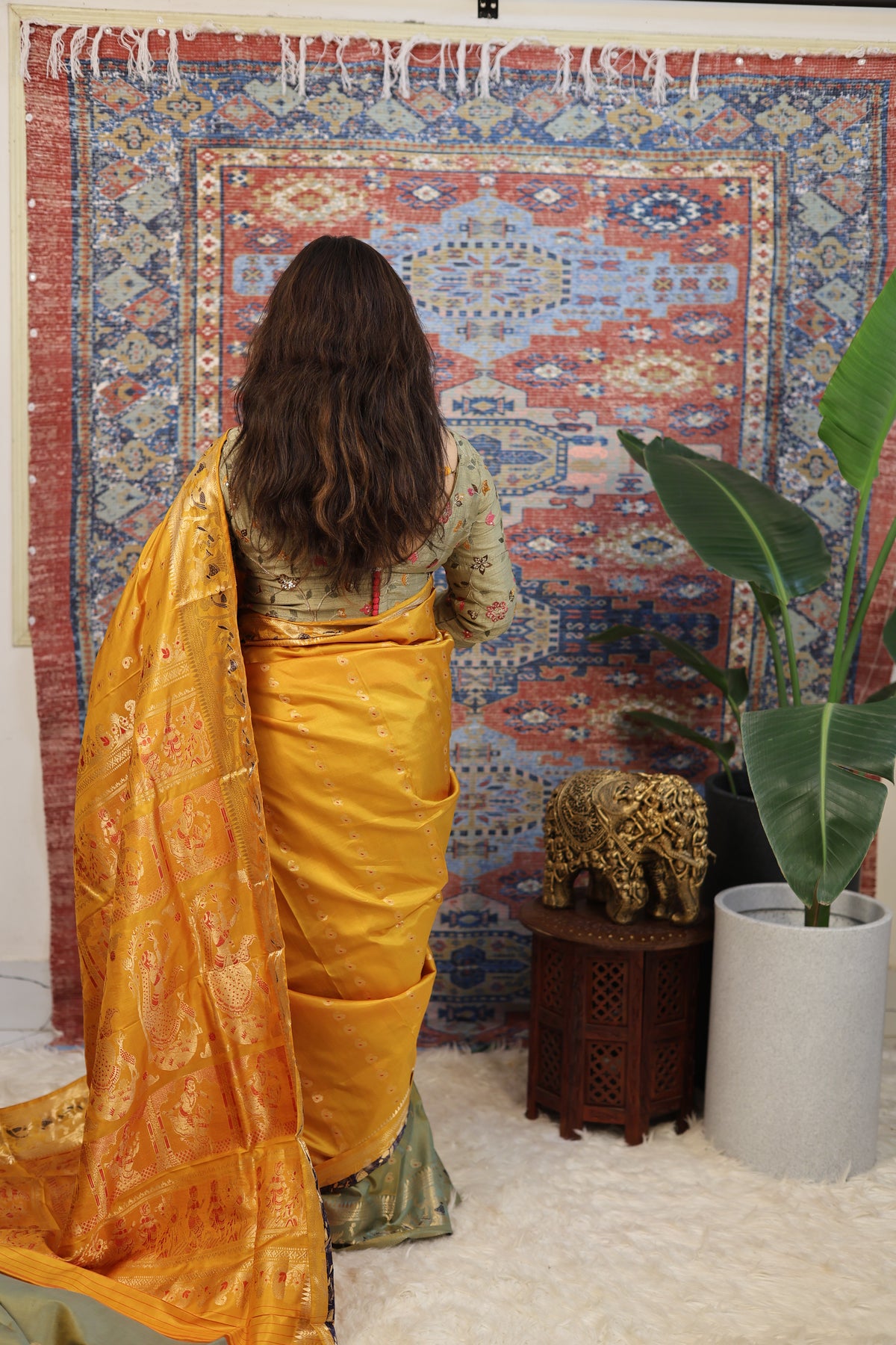 Mustard Yellow Swarnachari Silk Saree - photo 4