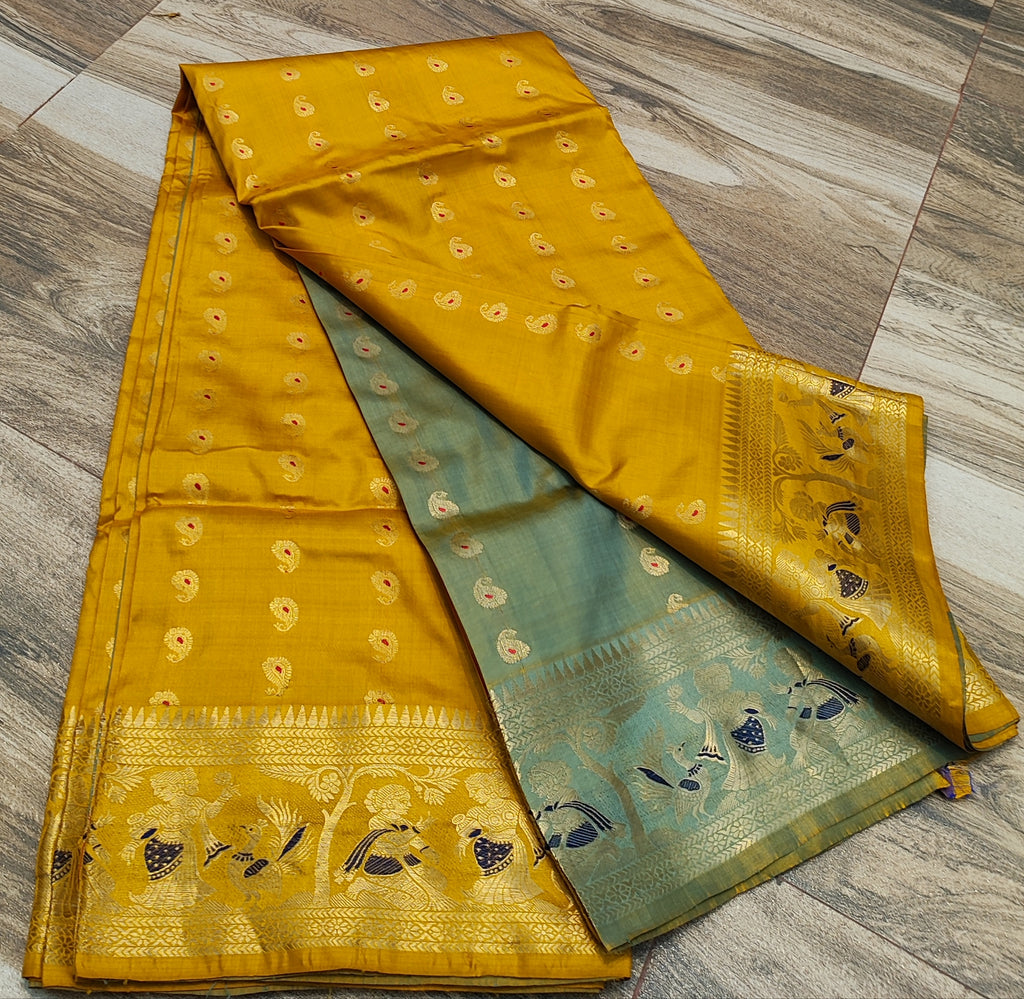 Mustard Yellow Swarnachari Silk Saree - photo 5